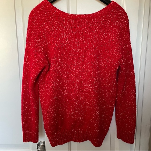 7 Tops $25/American Eagle Outfitters Vintage Scoop Neck Red&Gold Sweater.Med - Picture 6 of 9